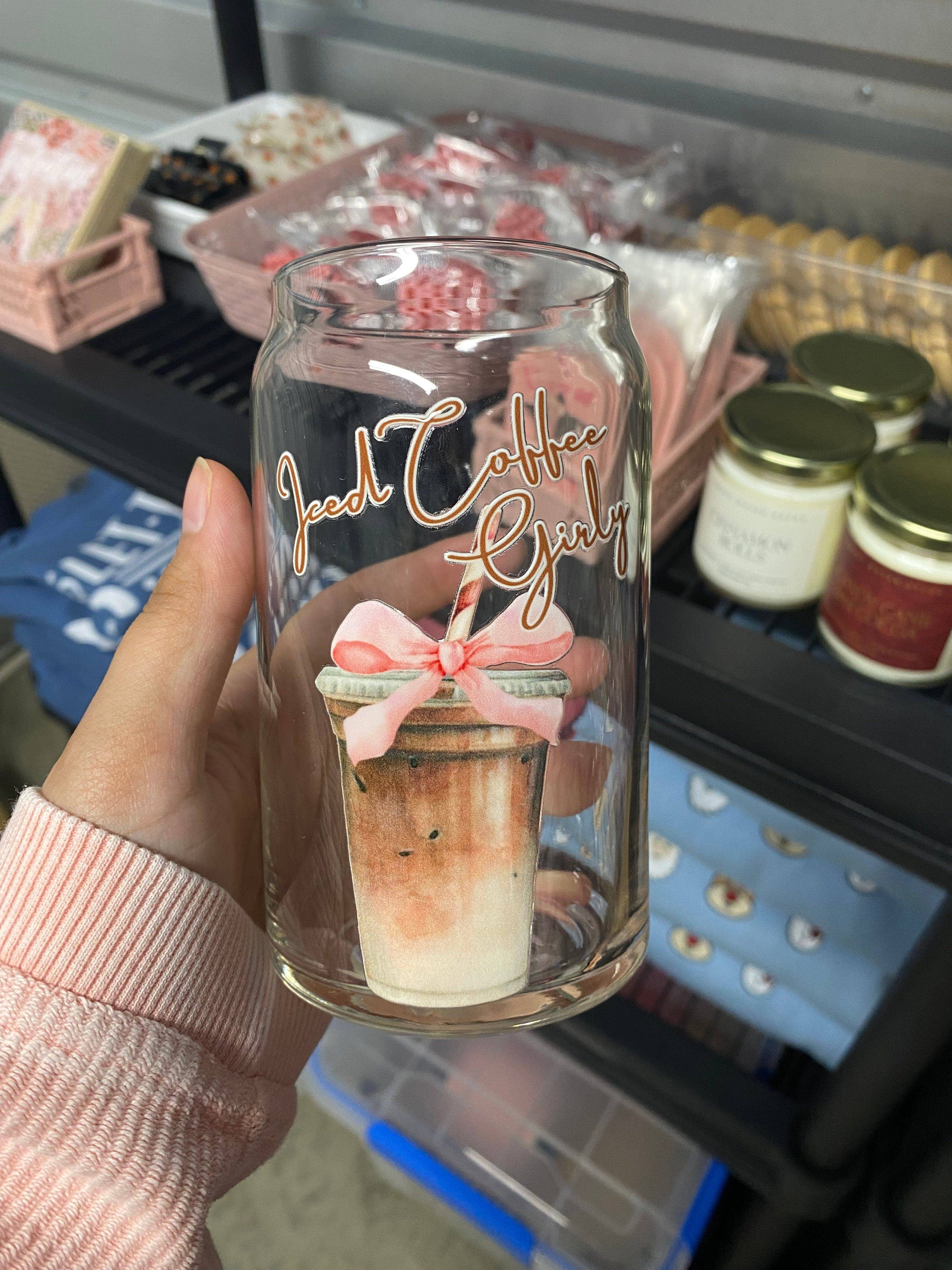 Kayla Noelle Co - Wholesale Drinking Glass/Cup - Iced Coffee Girly Coquette Glass Can Cup