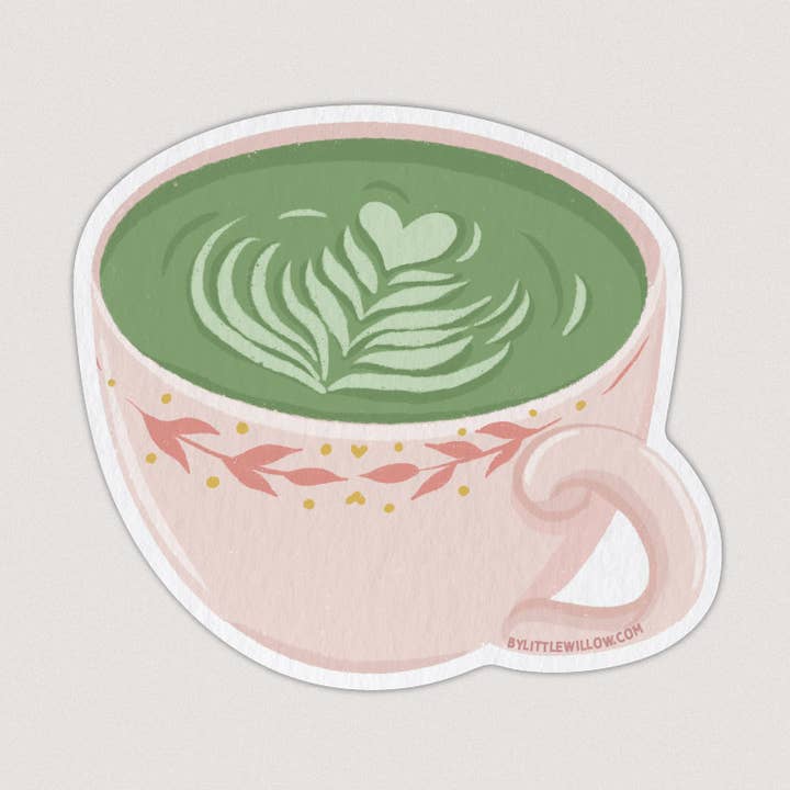 Matcha Latte Kop Klistermærke for engroshandel hos Little Willow