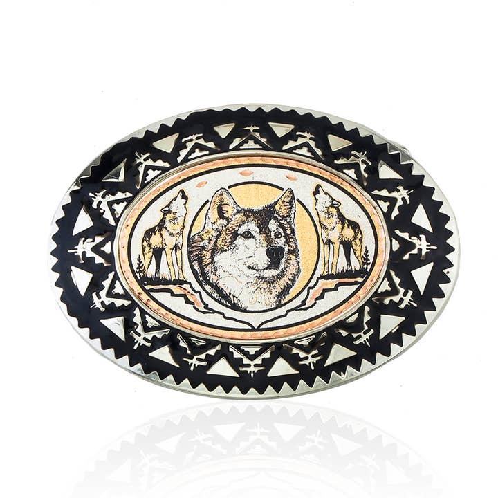 BB 55 Wolf Western Belt Buckles for wholesale by COPPER ARTS INC.