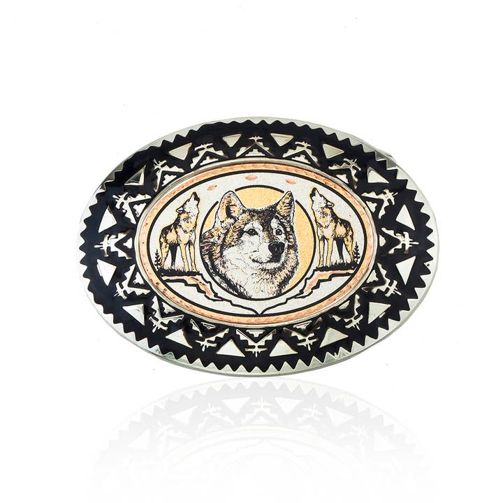 BB 55 Wolf Western Belt Buckles BB-55 for wholesale by COPPER ARTS INC.