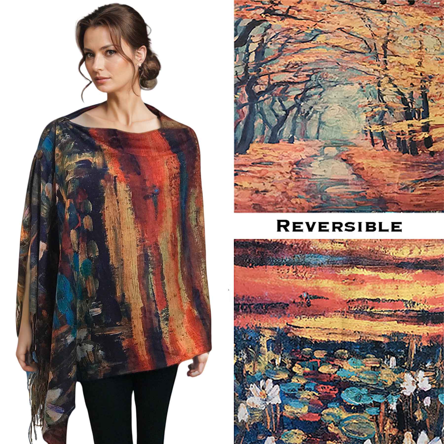 The Magic Scarf Company - Wholesale Wrap - Women's - 3180 - Sueded Art Design Button Shawls 27