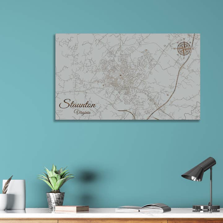 Virginie : Plan des rues de Staunton pour la vente par Fire & Pine