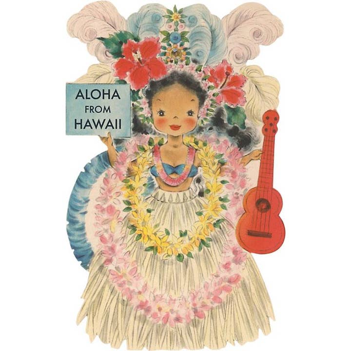 Found Image Press - Wholesale Sticker - Sticker HI-397 Aloha from Hawaii, Doll with Ukulele