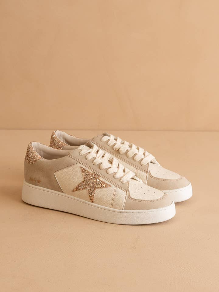 The Liberty Beige | Glitter Star Sneaker for wholesale on Faire1