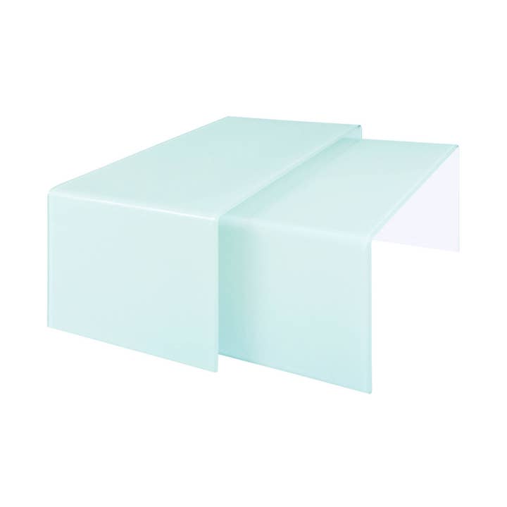 Nest of 2 Aqua Green Bent Glass Coffee Tables for wholesale by Interiors by Premier
