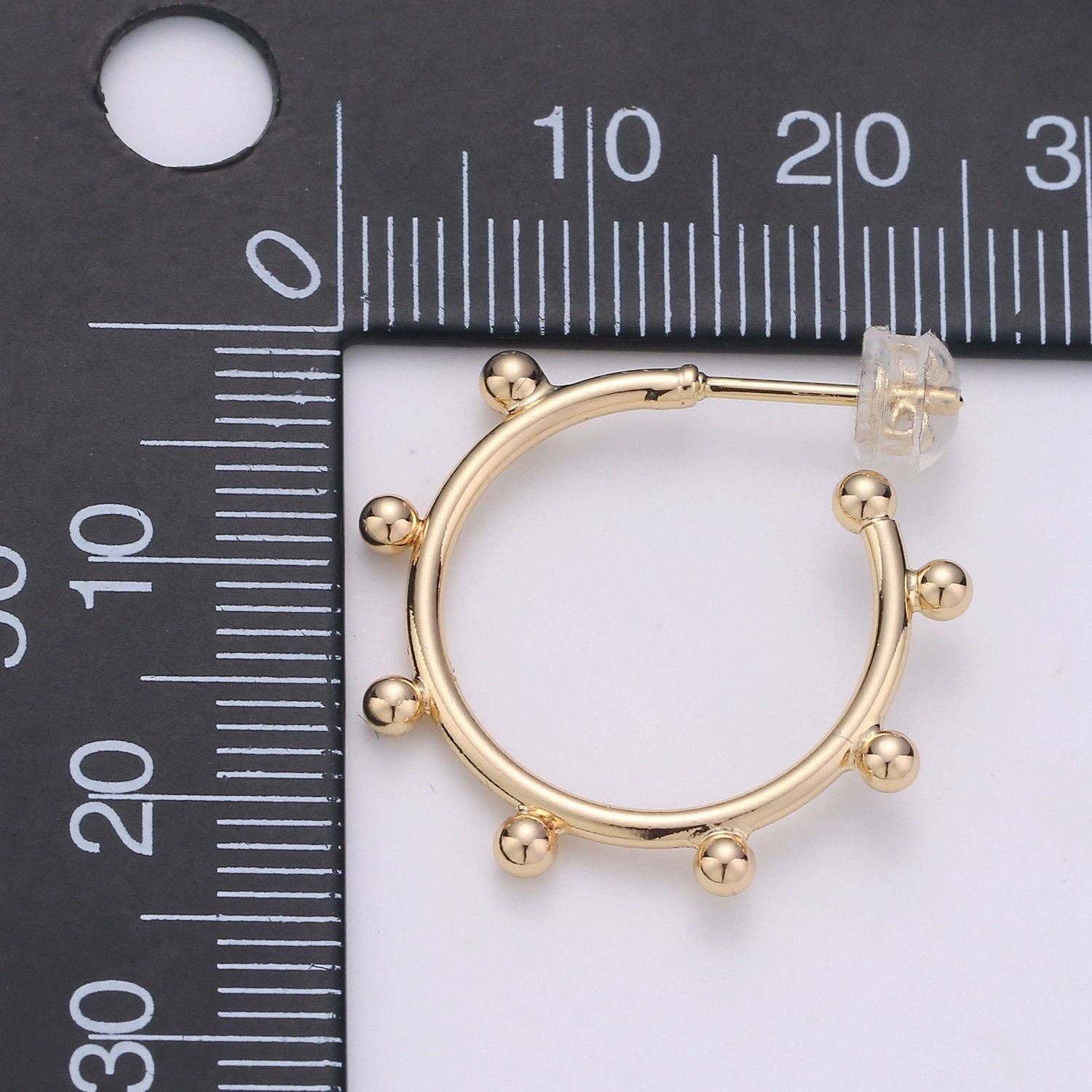 Aim Eternal - Vente Créoles - Créoles en forme de boule remplies d'or 18 carats, créoles en perles, Bo3