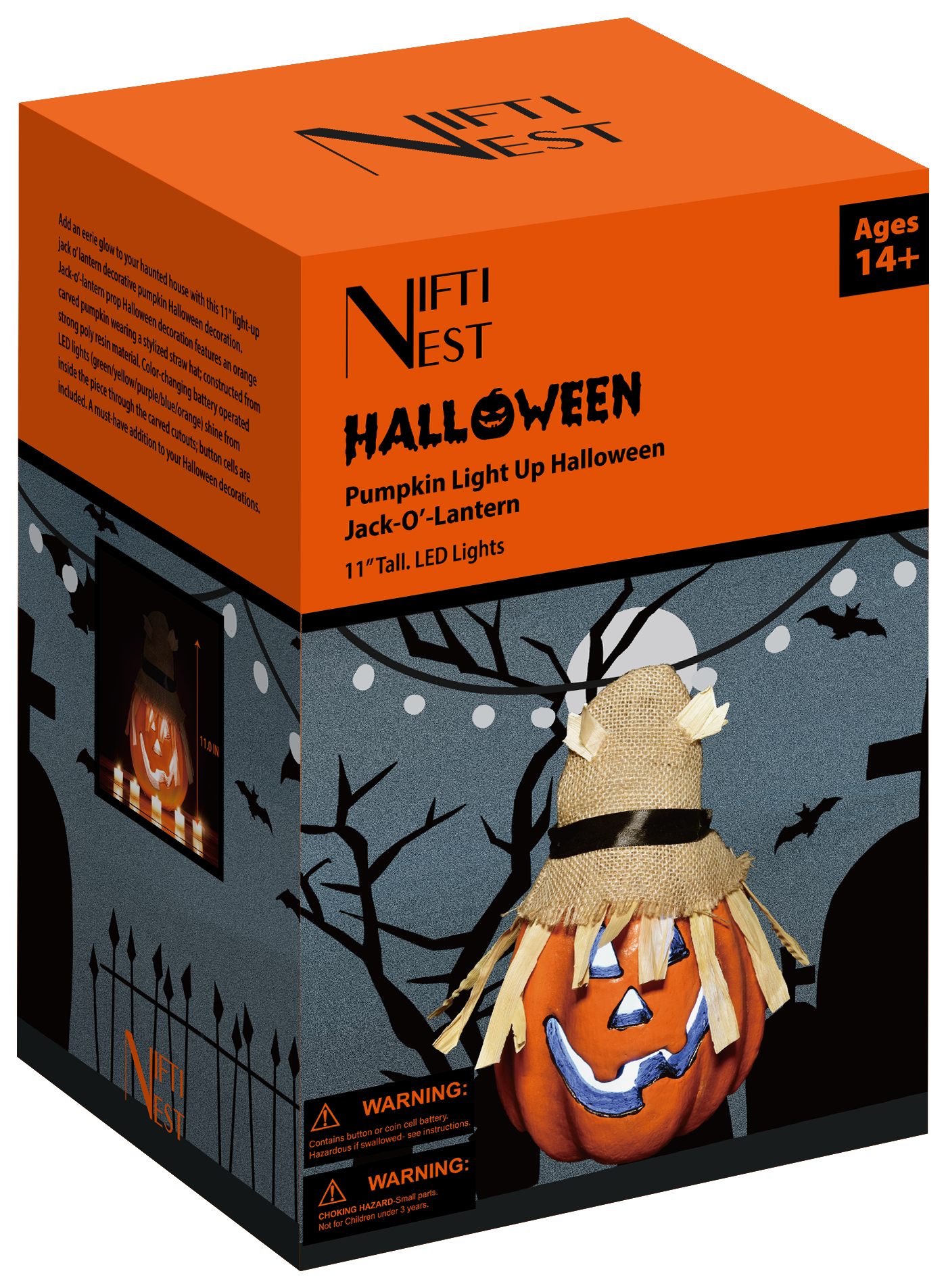 Fun Little Toys – wholesale Outdoor ornament/decor – Pumpkin Light Up Halloween Jack-o'-Lantern Decorations4