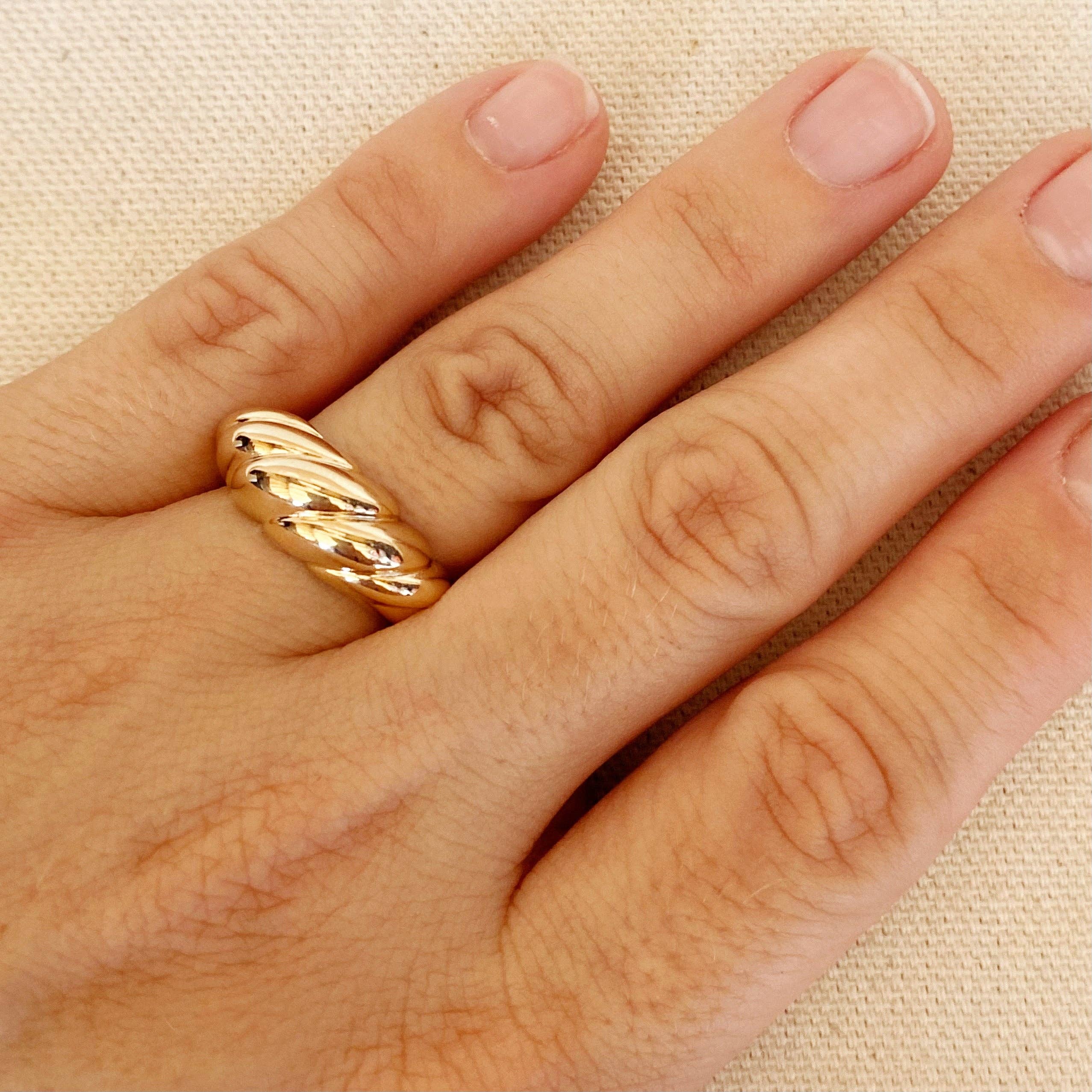 GoldFi – wholesale Band/stacked ring – 18k Gold Filled Dome Croissant Ring3