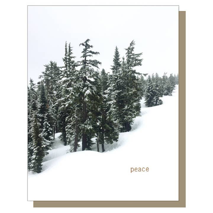 Carte de Vœux de Noël : Scène de Forêt Enneigée en Feuille d'Or pour la vente par Little Lark