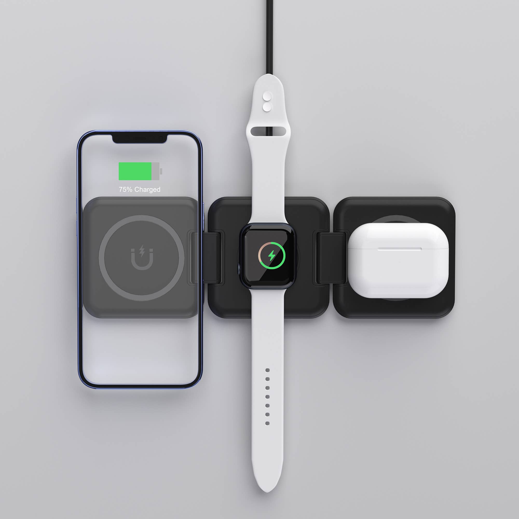 LAX Gadgets – wholesale Charging dock – MagSafe 3-in-1 Foldable Wireless Charging Stand- Retail Pack7