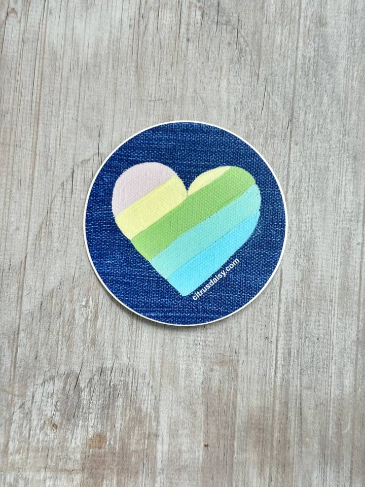 Pastel Striped Heart Sticker for wholesale by Citrus Daisy
