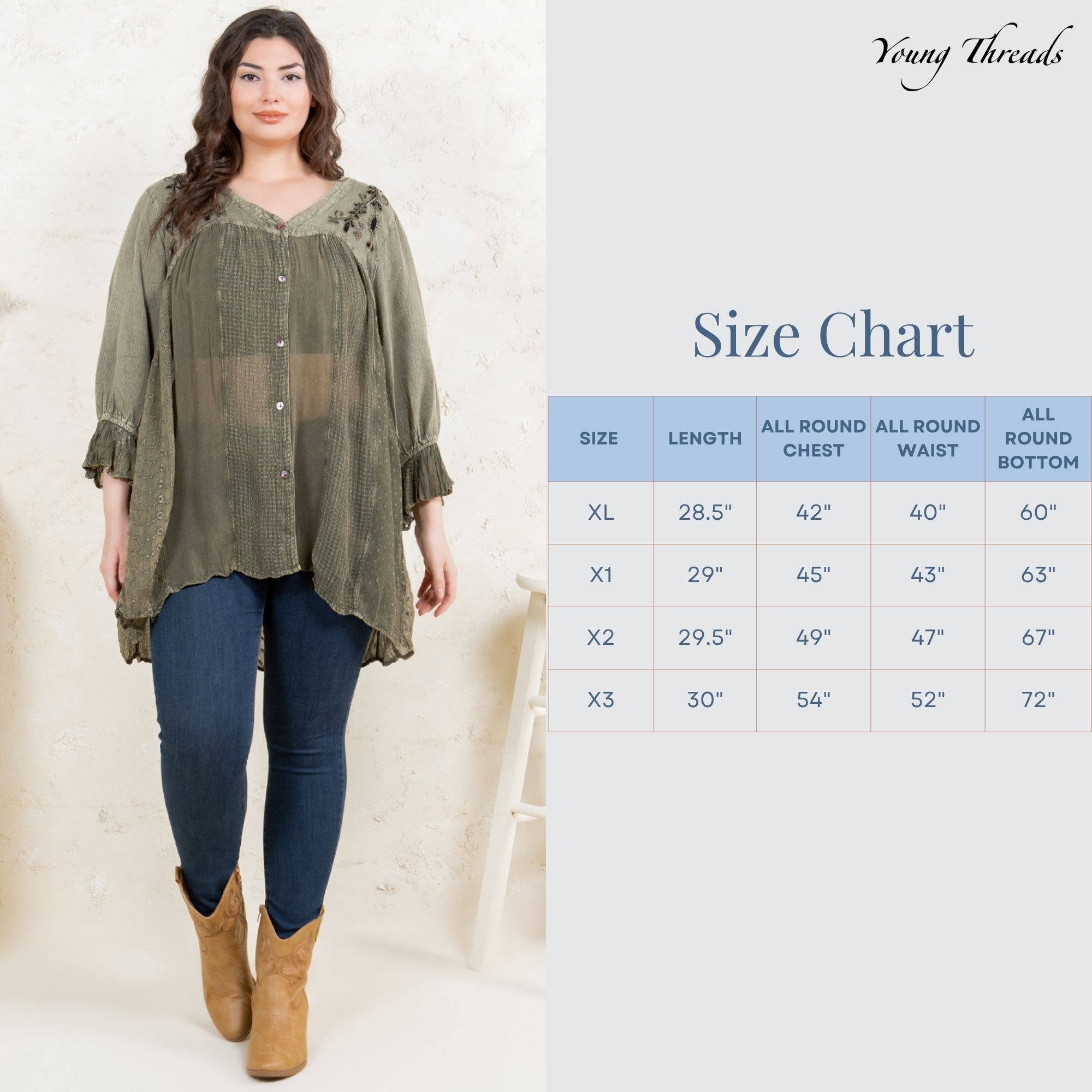 Young Threads - Venta al por mayor Blusa - Mujer - Blusa bohemia adornada estilo western (Color nuevo)5