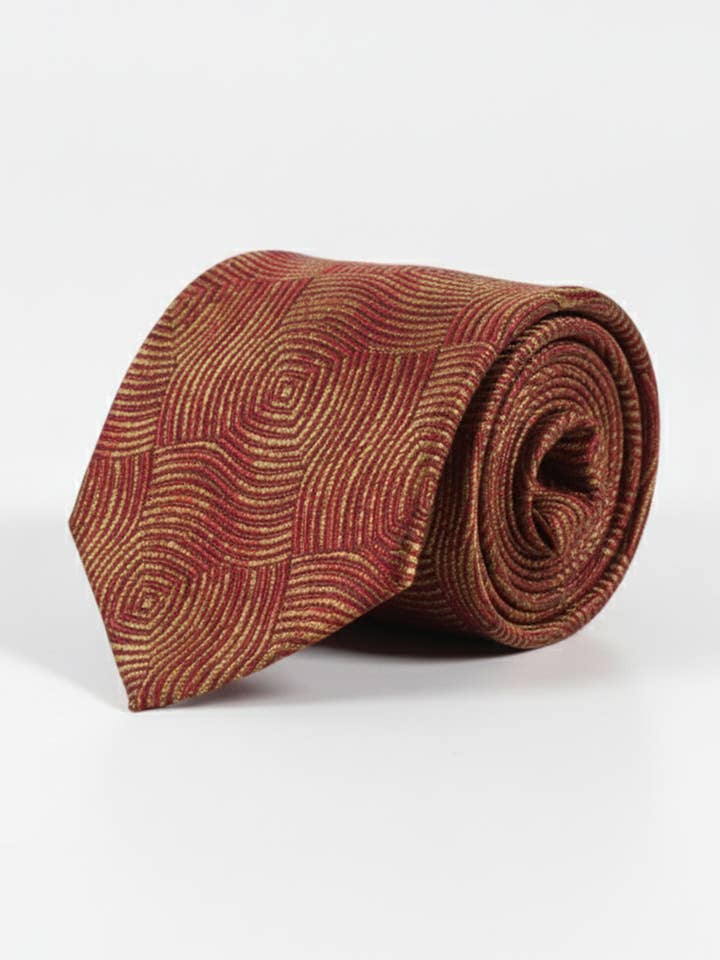 Luxury Red Necktie with Elegant Golden Embroidery
for wholesale by Masculine Moda
