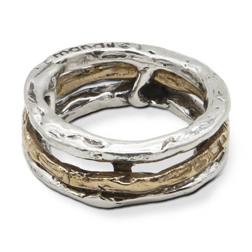 Unisex Phaedo-ring i 925 silver och brons (AR121d) för wholesale av Mandile Gioielli