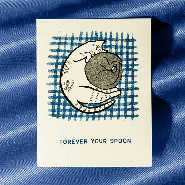 Forever Your Spoon - Risograph Card for wholesale by Bromstad Printing Co.