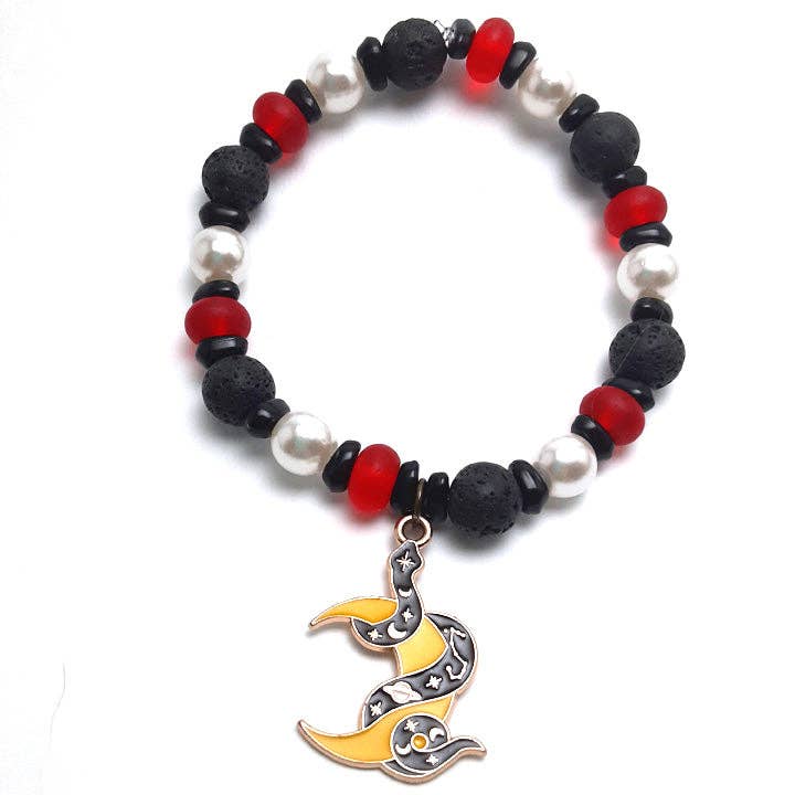 Sort Rød Sølv Snake Charm Armbånd for engroshandel hos SunburstVoid