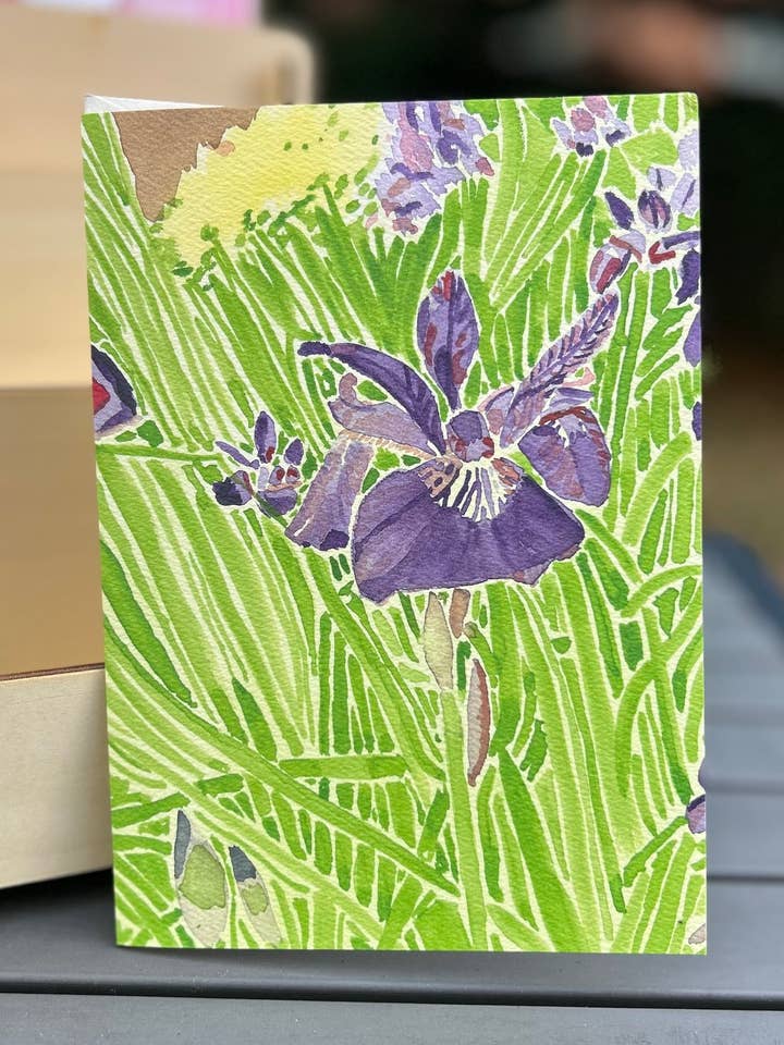 Purple Iris Watercolor Greeting Card (5x7") for wholesale by Catherine Davis Studio
