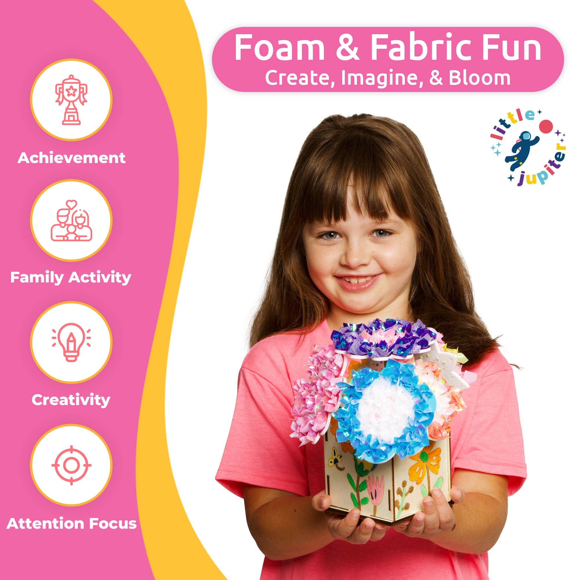 AYK Brand - Wholesale DIY Craft Kit - Kids - DIY Poke Fabric Flower Craft - Makes 6 Flower Bouquet & Box with Paint1
