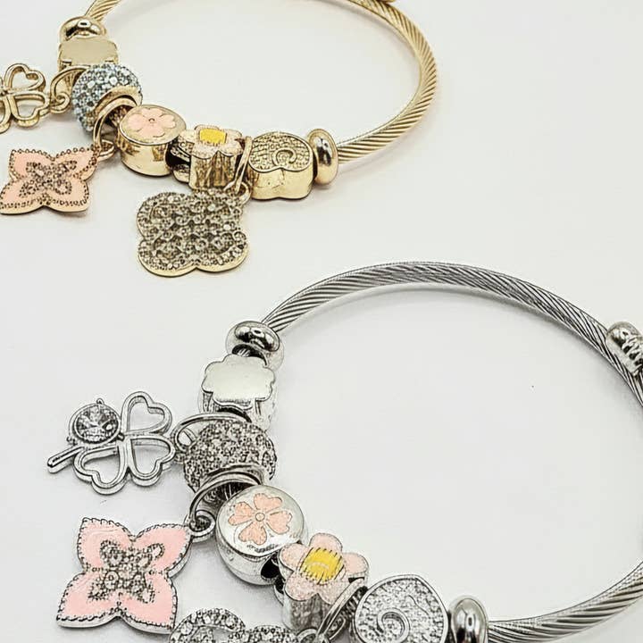 Arya Jewellery Wholesale - Wholesale Charm/Dangle Bracelet - Clover Crystal Charm Beaded Bracelet4