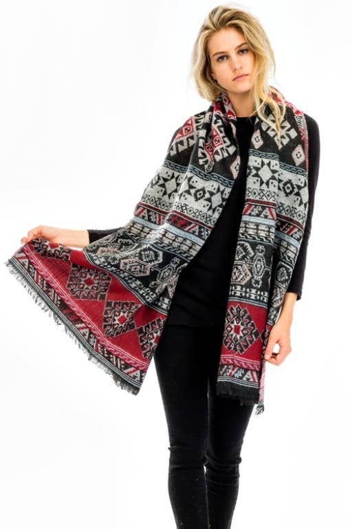 Cap Zone - Wholesale Scarf - Women's - Tribal Navajo Boho Over Sized Blanket Shawls Scarf0