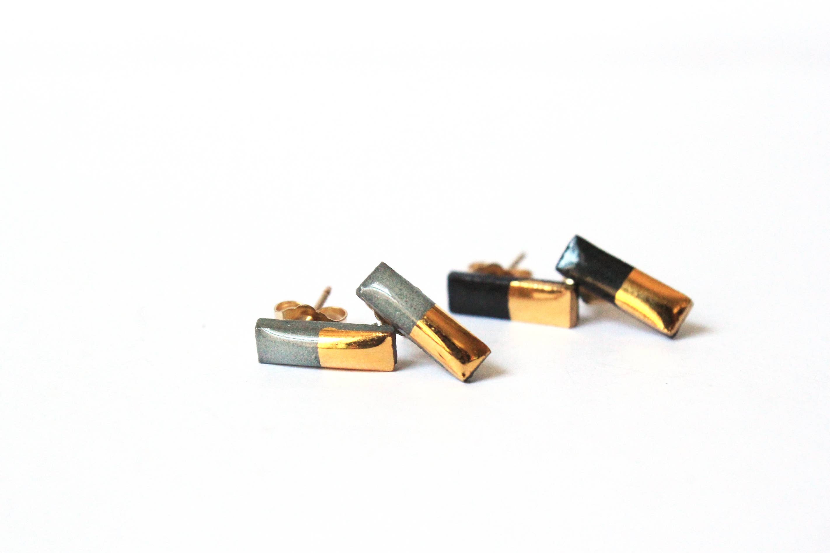 Mier Luo - Wholesale Stud/Post Earrings - Gold Dipped Bar Studs3