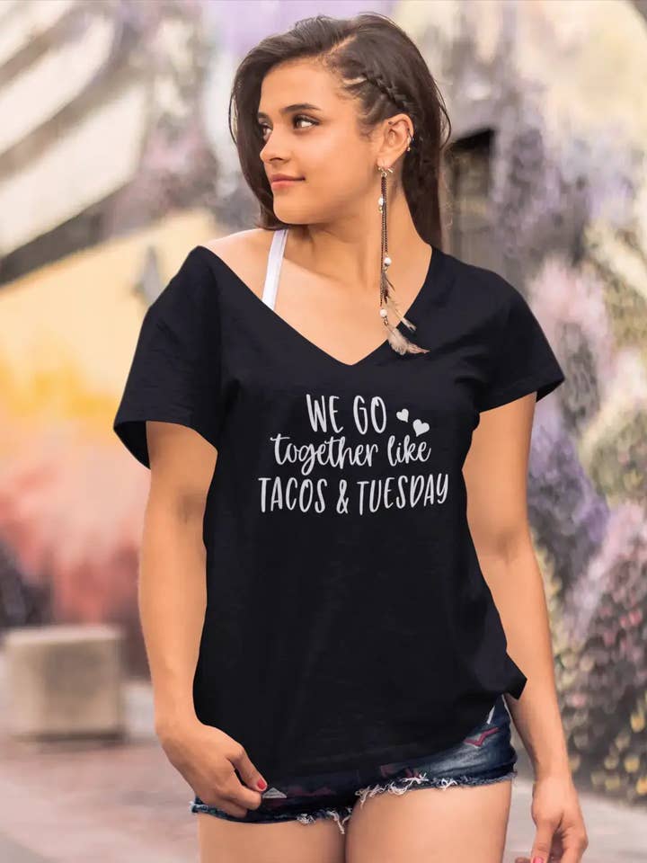 Camiseta ULTRABASIC para mujer We Go Together Like Tacos and Tuesday, divertida camiseta de manga corta para venta al por mayor de ULTRABASIC