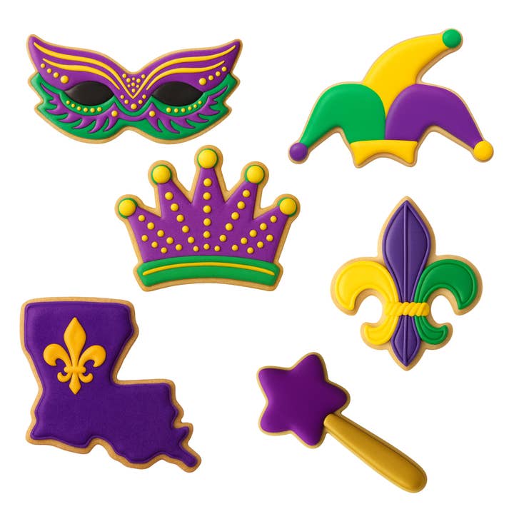CookieCutter.com - Wholesale Cookie Cutter - Mardi Gras Cookie Cutter 6 Pc Set L90202