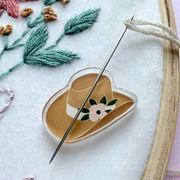 Floral Cowgirl Hat Needle Minder for wholesale by Artsy Lyons