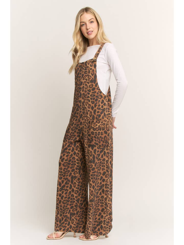 BROWN SLEEVELESS ANIMAL URBAN RIBBED JUMPSUITS for wholesale on Faire2