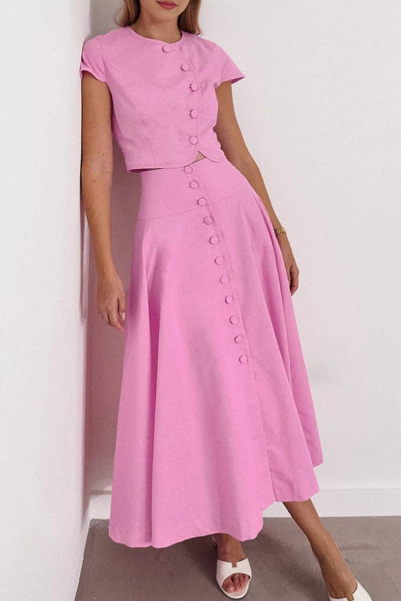 ROSA Conjunto de Saia com Detalhe de Botão Elegante para venda a revendedores na Faire3