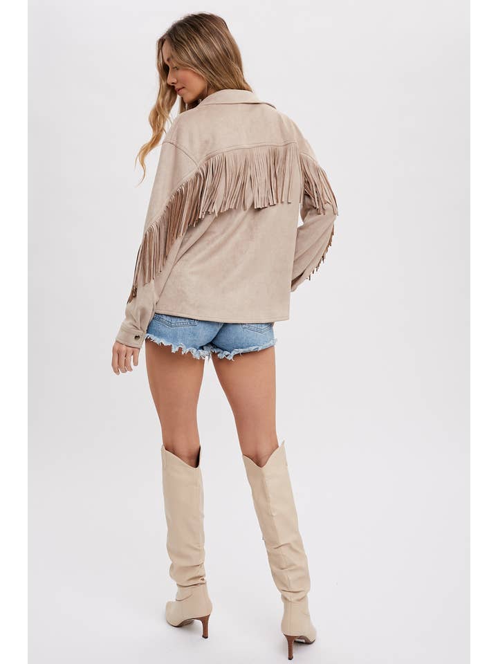 Bluivy - Wholesale Shirt Jacket/Shacket - Women's - VEGAN SUEDE FRINGED SHACKET13