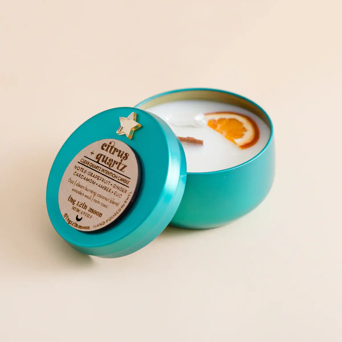 The 12th Moon - Wholesale Pot/gevulde kaars - CITRUS & QUARTZ Kaars met kokoswas - Aromatherapie - Home4