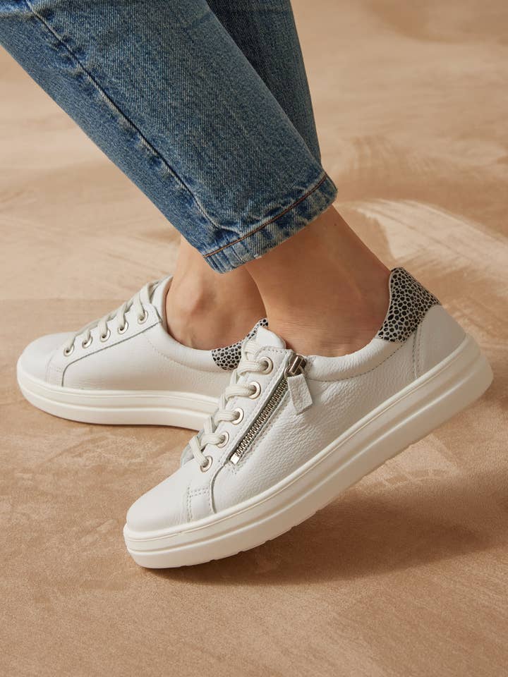 Leather sneakers with zipper and laces (2008961_0035) for wholesale by PEDICONFORT