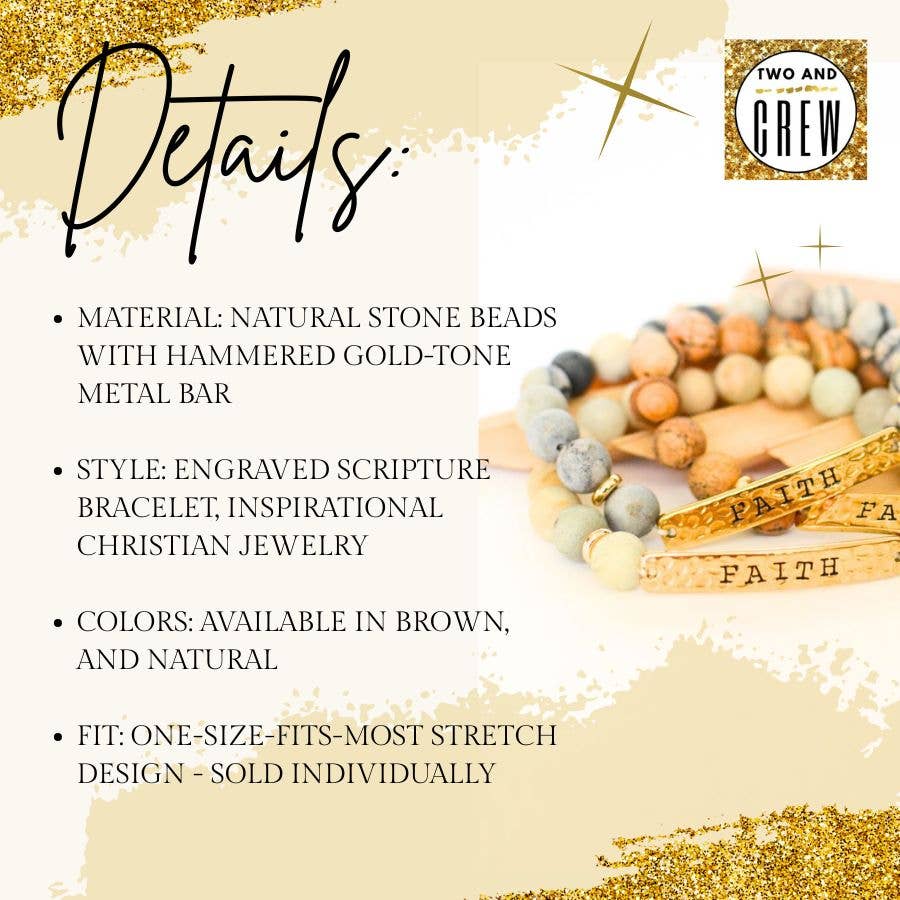 Two and Crew - Faith Based Jewelry & Gifts - Wholesale Charm/Dangle Bracelet - Pray Bracelet – Christian Faith, Catholic Jewelry, Stone5