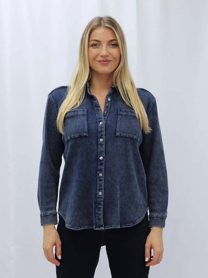Indigo Luxe Knit Top for wholesale by Given Kale