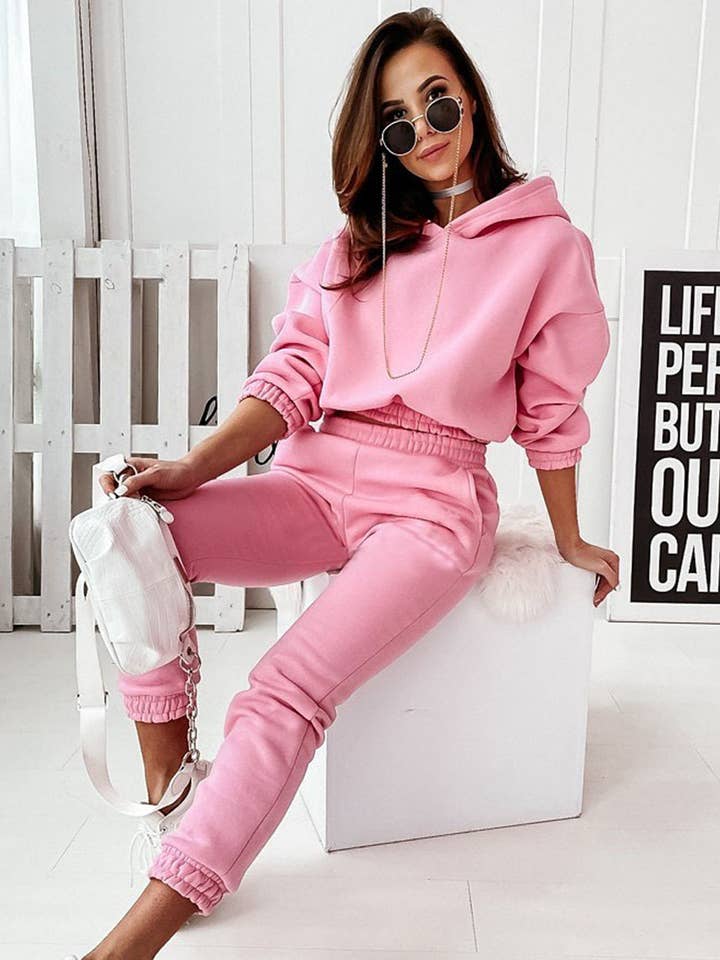 Conjunto de Duas Peças com Capuz de Cor Sólida por atacado de Aria Romance