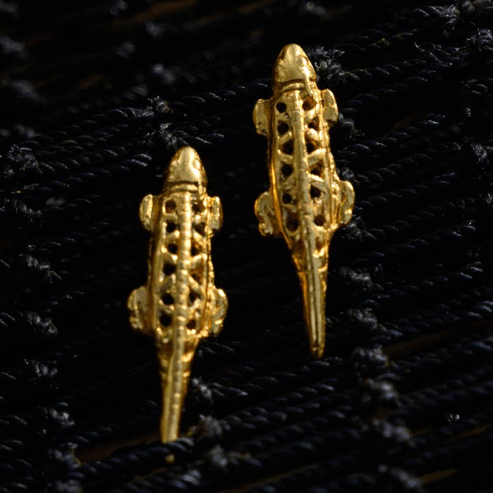 Krokodille 24k GP Øreringe for engroshandel hos Across The Puddle