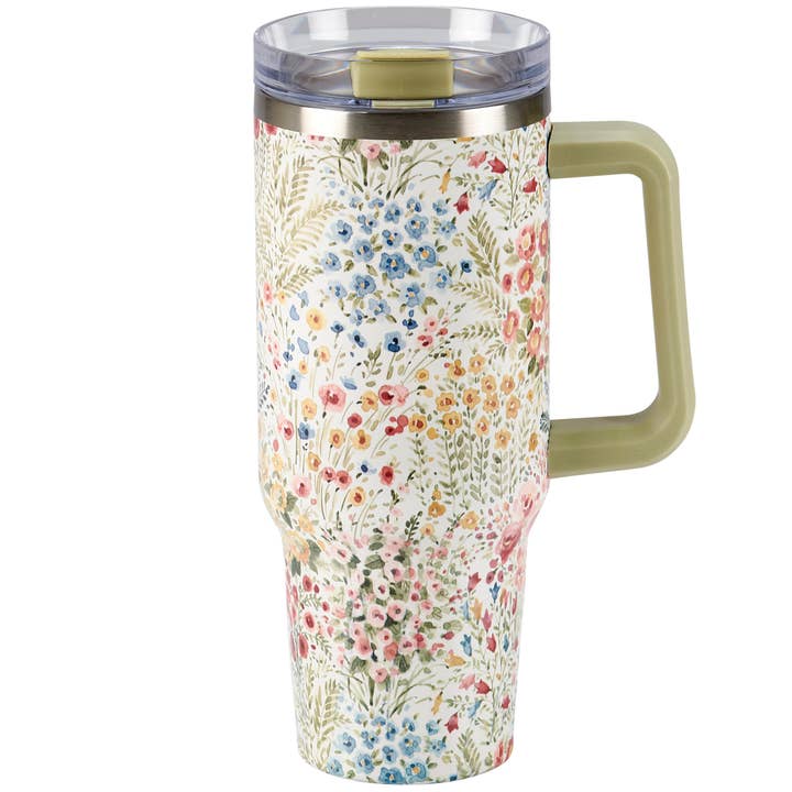 Primitives by Kathy - Wholesale Coffee Mug - Mixed Floral Travel Mug2