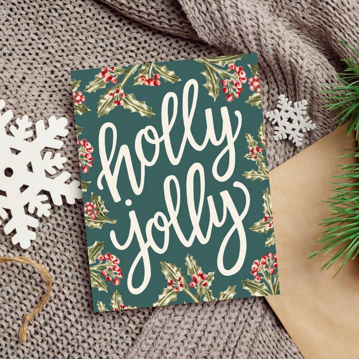 Holly Jolly Note Card for wholesale by Erica Catherine Illustration