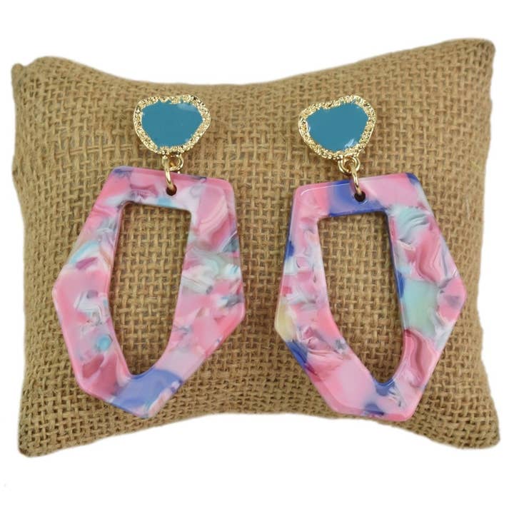 2.25" Kayla Earrings in Pink/Blue for wholesale by David Christopher's Collection