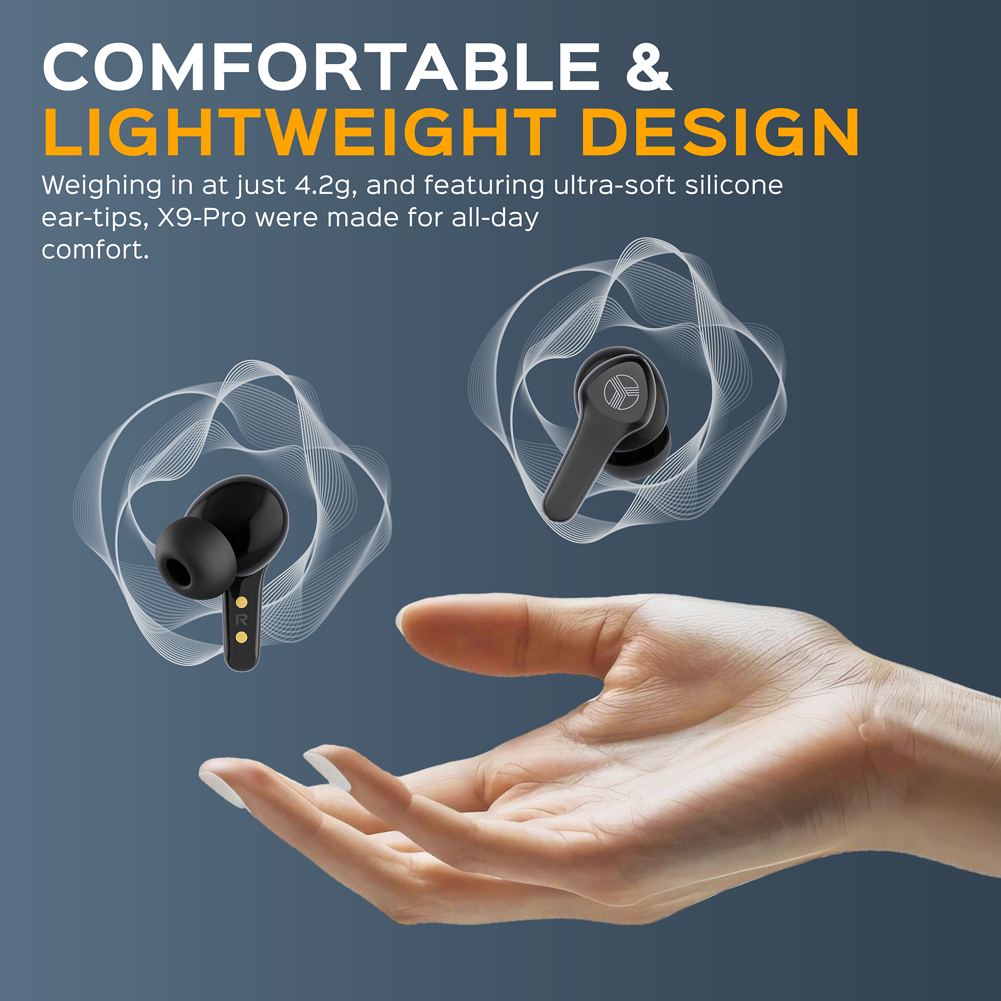 Black TREBLAB X9 Pro - Active Noise Cancelling Earbuds for wholesale on Faire7