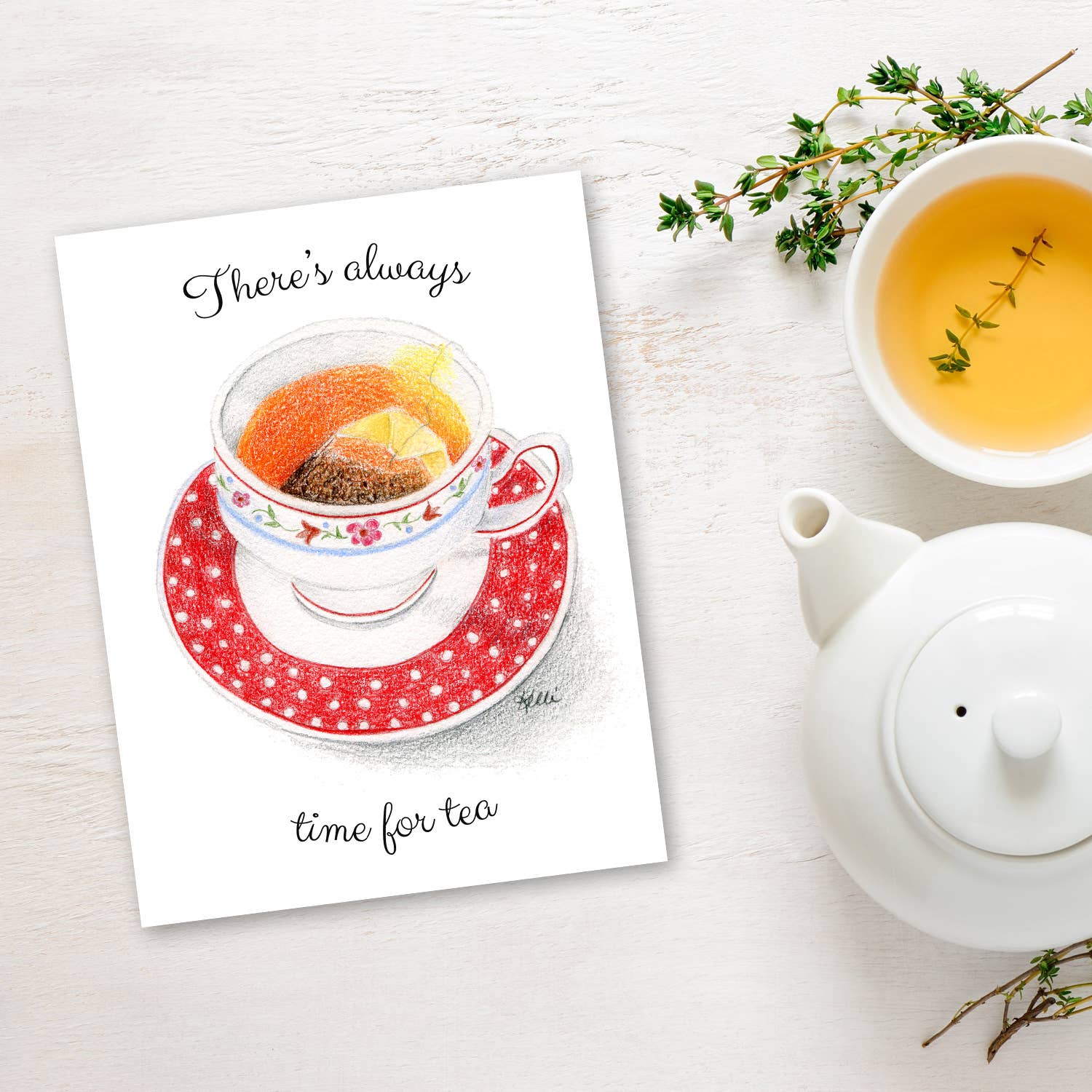 Kelli McNichols Art - Wholesale Everyday Greeting Card - Tea Time2