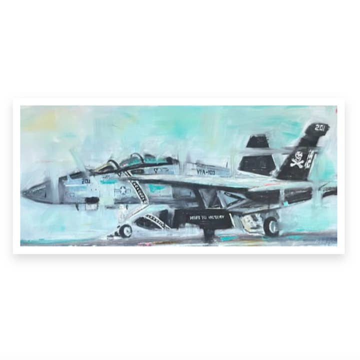 Jolly Roger F-18 Original Oil Painting Print for wholesale by Tyler Gately Aviation Artist