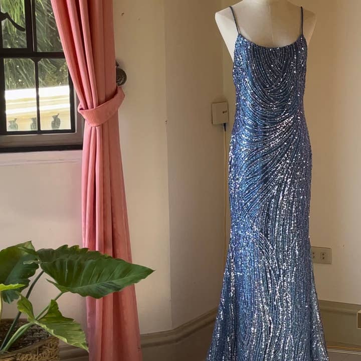 ROYAL AQUA MERMAID GOWN PREORDER for wholesale by AUVORA