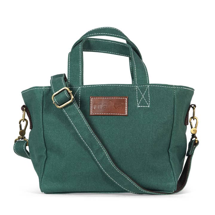 Mini-tote, gewaxte jagergroen voor wholesale door MAIKA