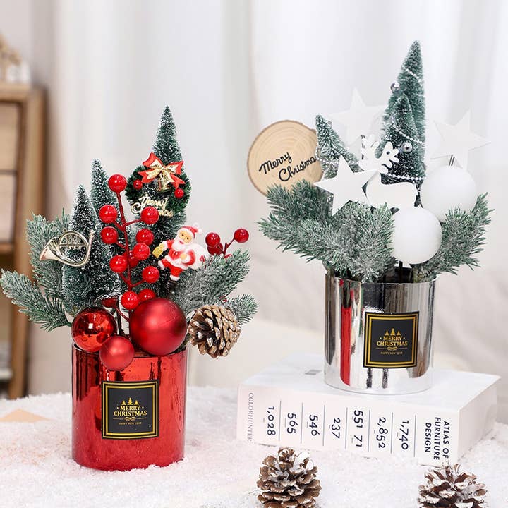 Mini Árvore de Natal de Secretária com Vaso Floral_CWMM9977 por atacado de ACCITY