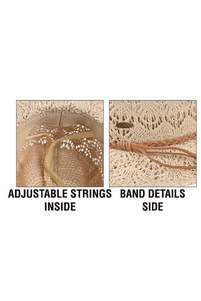 Hana – Chapéu de cowboy - Mulher por atacado – Chapéu de Cowboy de Tricô com Cordão em Ferradura C.C4