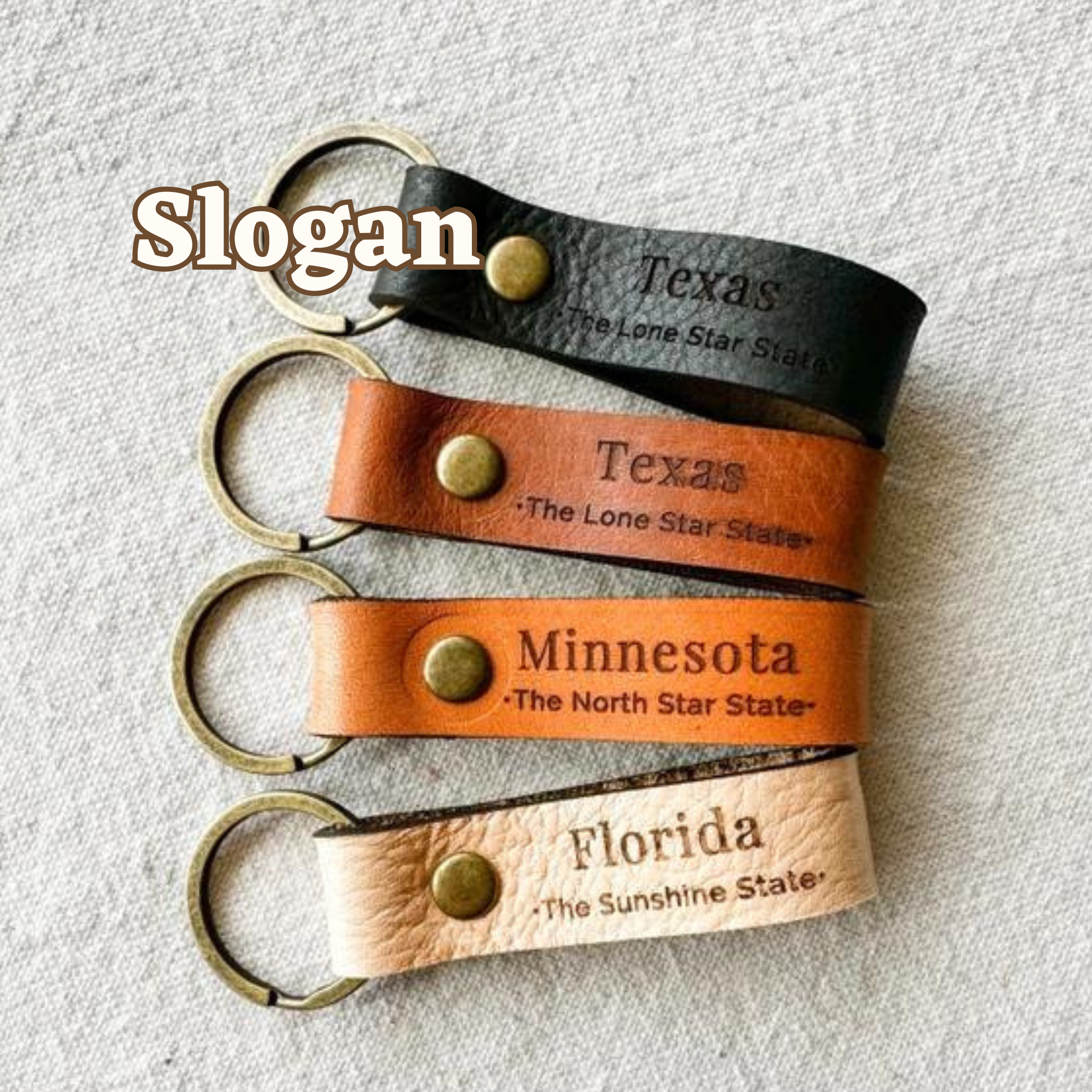 Crown Leatherworks - Wholesale Keychain - Unisex - Ultimate Leather State Keychains4