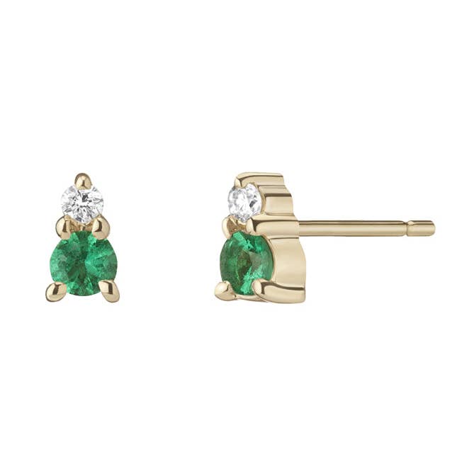 Ayda Studs | Emerald & White Diamond for wholesale by Selin Kent