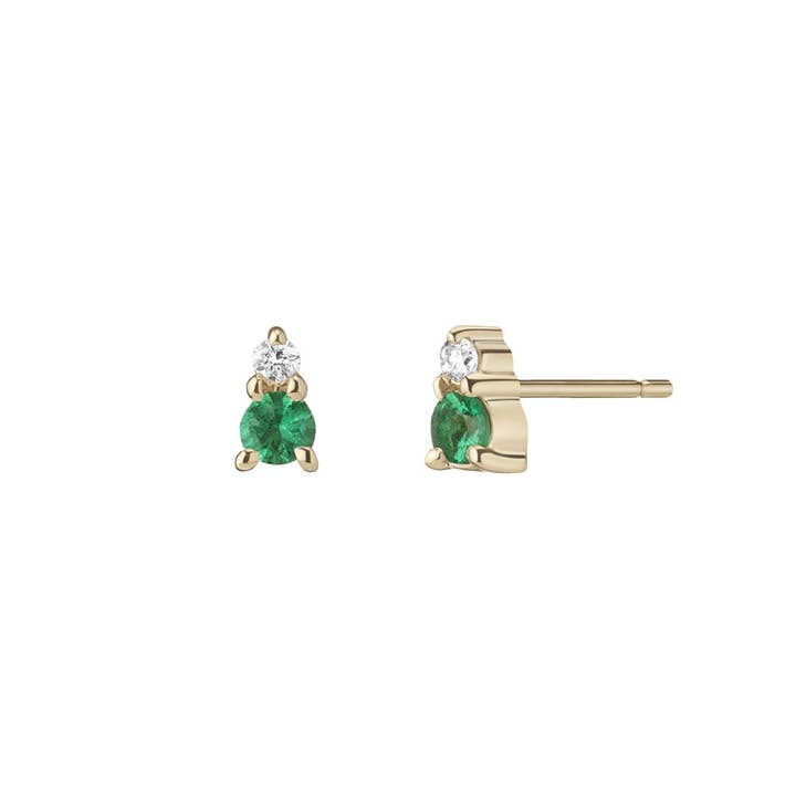 Ayda Studs | Emerald & White Diamond for wholesale by Selin Kent